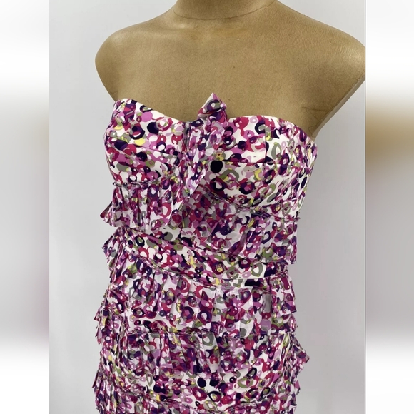 Cynthia Steffe Noelle Womens Strapless Dress Vibrant Colors Sz 6 - Picture 2 of 9